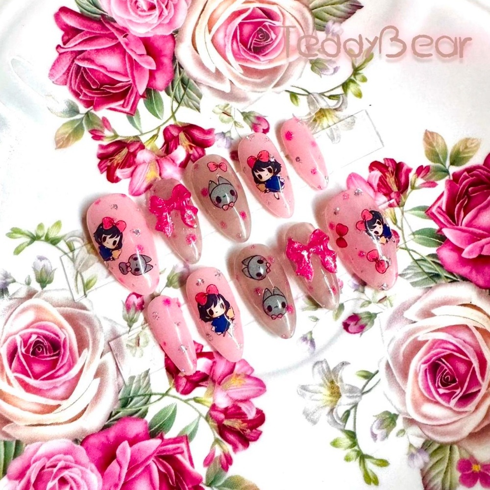 🐾 Kiki & Jiji’s Bow 🐾 ฅ՞•ﻌ•՞ฅ PressOn Nails